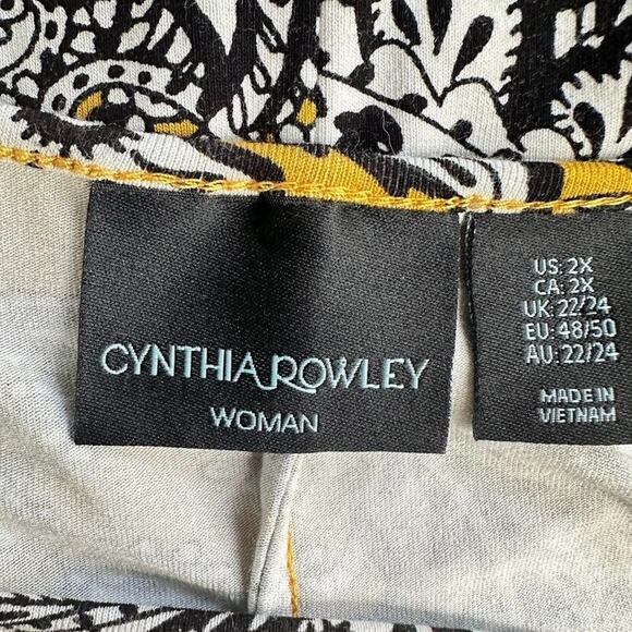 Cynthia Rowley Yellow Paisley Maxi Tank Dress Womens Plus Size 2X Stretch Knit - Picture 5 of 7